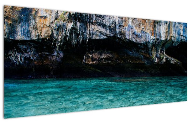 A víz és a sziklák képe (120x50 cm)