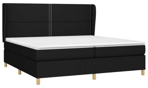 VidaXL 200x200 cm-es Fekete Szövet Ágy Rugós Matraccal