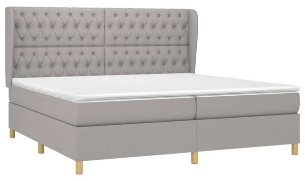 VidaXL világosszürke szövet rugós ágy matraccal 200 x 200 cm