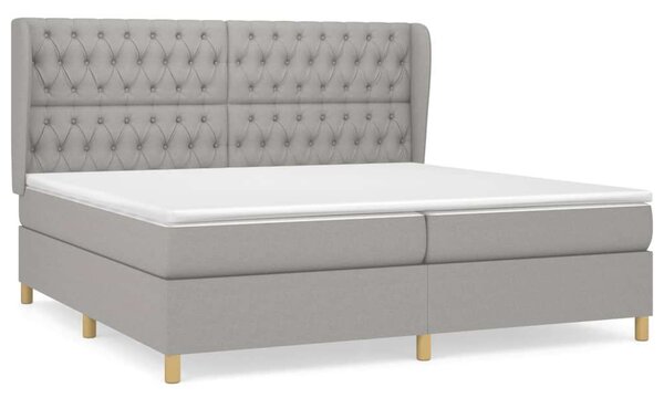 VidaXL világosszürke szövet rugós ágy matraccal 200 x 200 cm