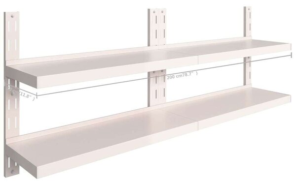 VidaXL Kétpolcos Fali Polc - Rozsdamentes Acél - 200x30 cm