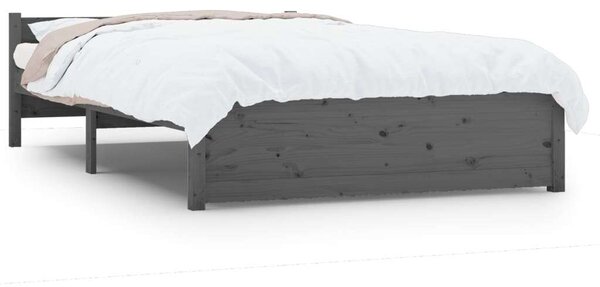 VidaXL szürke tömör fa ágykeret 135x190 cm (4FT6 Double)