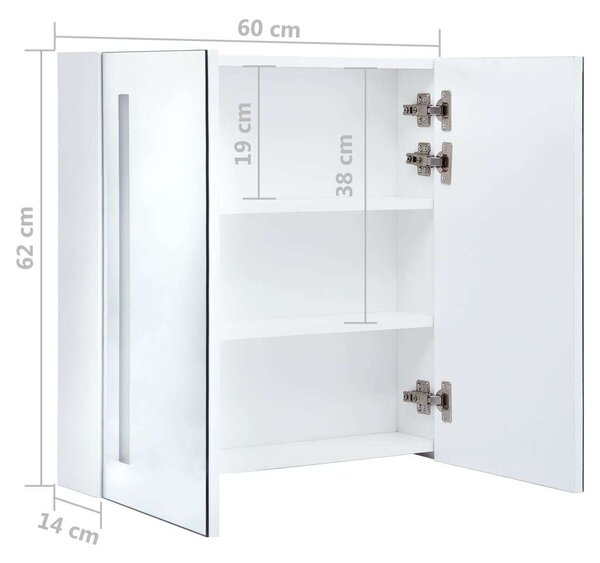 VidaXL LED Tükör Szekrény - 62x14x62 cm