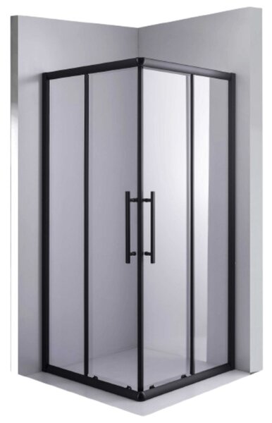 Stuxi Nizza Black 80x80 cm szögletes két tolóajtós zuhanykabin 6 mm vízlepergető biztonsági üveggel, fekete elemekkel, 190 cm magas