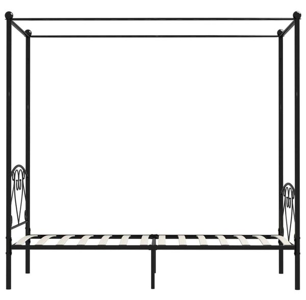 VIDAXL - Fekete Fém Baldachinos Ágykeret - 120x200 cm