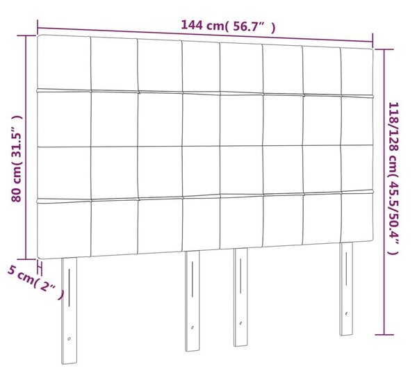 VidaXL világosszürke szövet LED-es fejtámla 144x5x118/128 cm