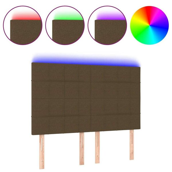 VidaXL sötétbarna szövet LED-es fejtámla 144x5x118/128 cm