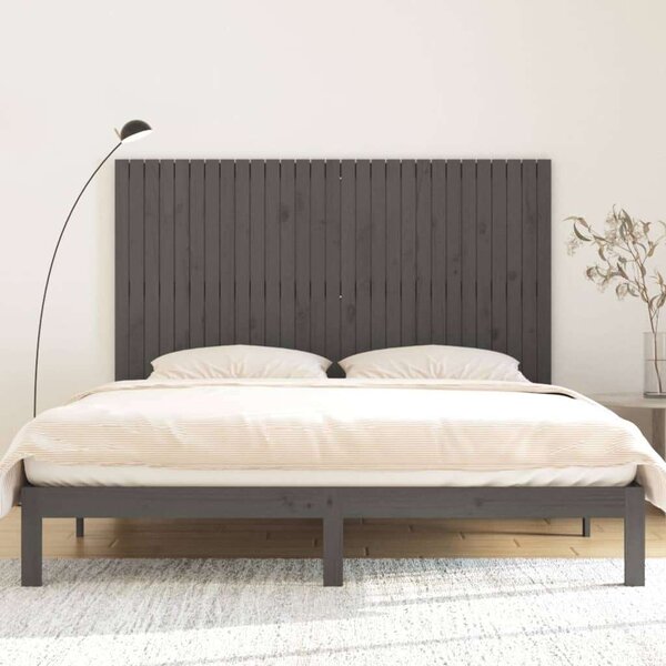 VidaXL Fali Fejtámla - Tömör Fenyőfa - Szürke - 185x110 cm