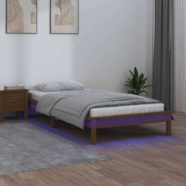 VidaXL Fenyőfa Ágykeret LED-del - 100x200 cm