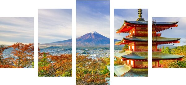 5 részes kép Chureito Pagoda és Fuji-hegy