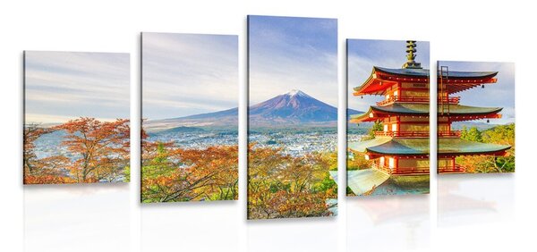 5 részes kép Chureito Pagoda és Fuji-hegy