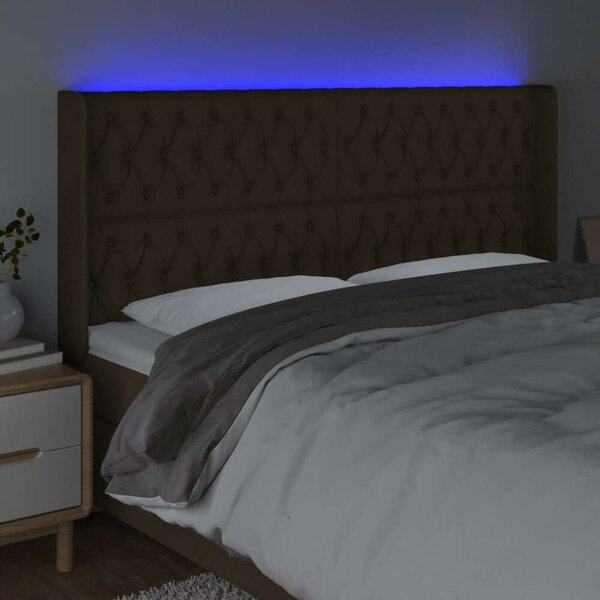 VidaXL LED Ágyfejtámla - Sötétbarna - 203cm