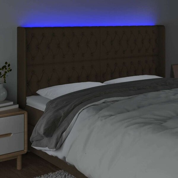 VidaXL LED Ágyfejtámla - Sötétbarna - 203cm