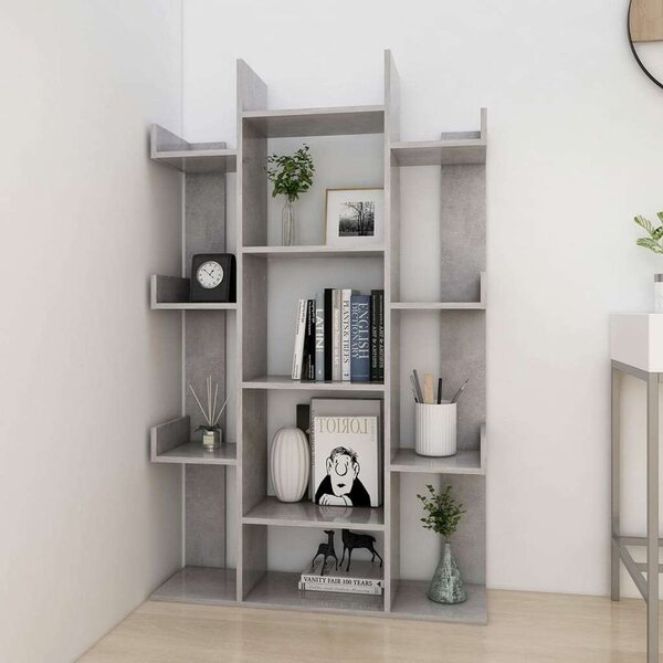Modern Könyvespolc - Betonszürke - 13 Rekesz - 86x25,5x140 cm