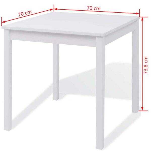 VidaXL Fehér Fenyőfa Étkezőgarnitúra - 2 Fős, 70x70cm Asztal