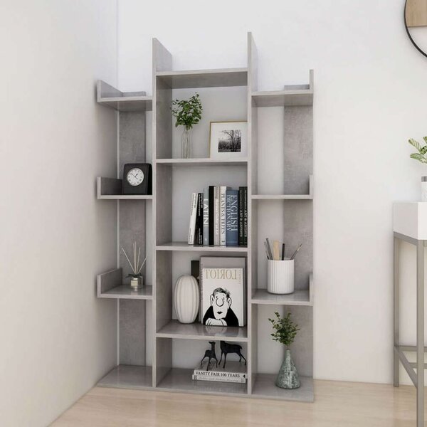 Modern Könyvespolc - Betonszürke - 13 Rekesz - 86x25,5x140 cm