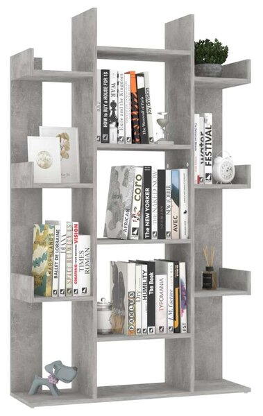Modern Könyvespolc - Betonszürke - 13 Rekesz - 86x25,5x140 cm