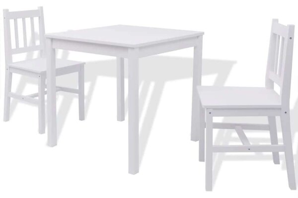 VidaXL Fehér Fenyőfa Étkezőgarnitúra - 2 Fős, 70x70cm Asztal