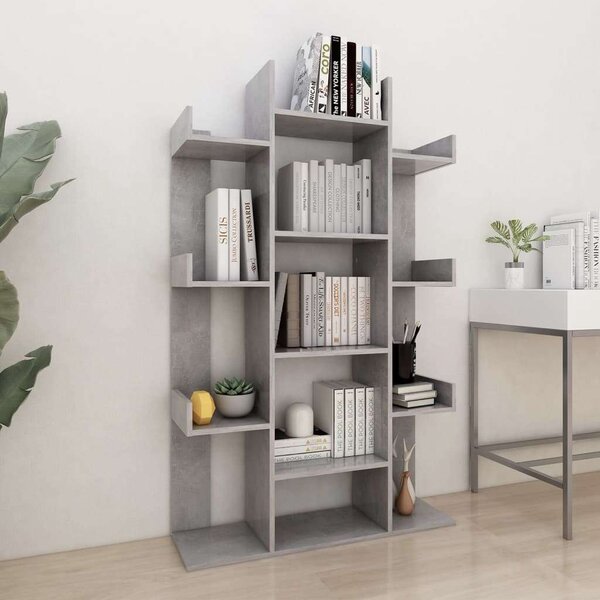 Modern Könyvespolc - Betonszürke - 13 Rekesz - 86x25,5x140 cm