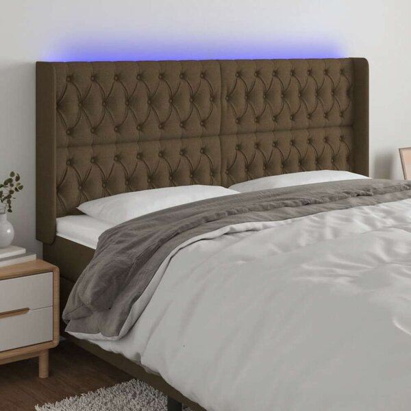 VidaXL LED Ágyfejtámla - Sötétbarna - 203cm