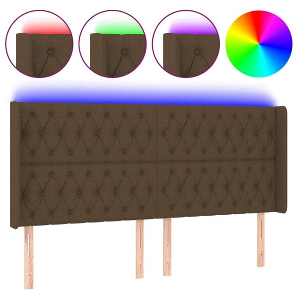 VidaXL LED Ágyfejtámla - Sötétbarna - 203cm