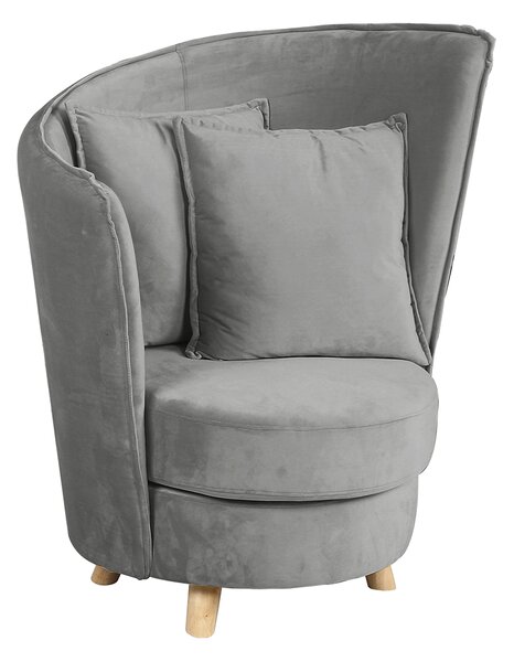 KONDELA Fotel Art Deco stílusban, világosszürke Velvet anyag/tölgy, ROUND