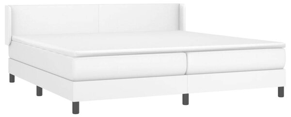VidaXL fehér műbőr rugós ágy matraccal 200 x 200 cm