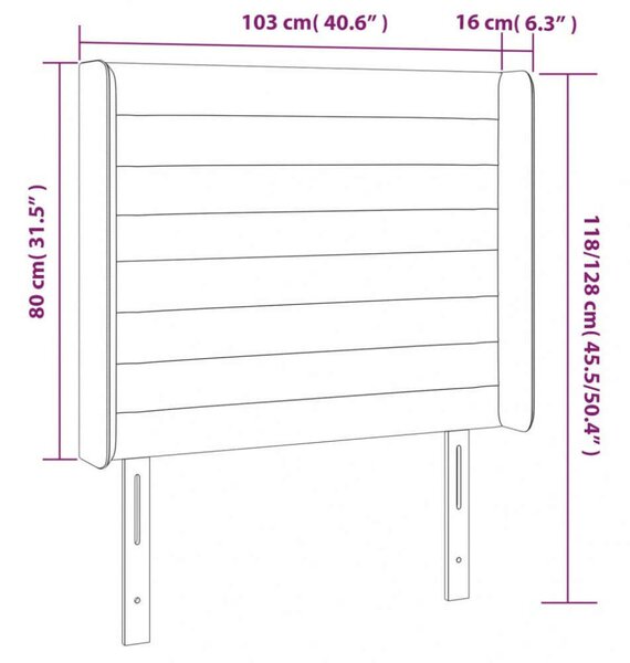 Bársony LED Fejtámla - Sötétkék - 103x16x118/128cm