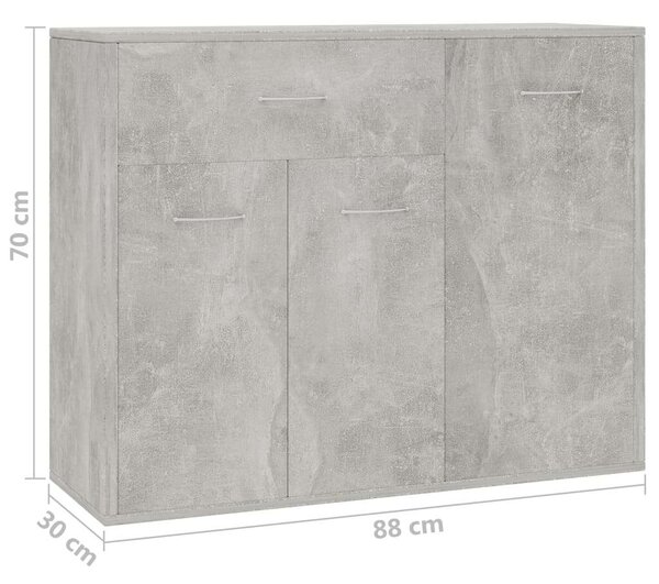 Modern Tálalószekrény - Betonszürke - 88x30x70 cm