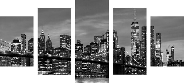5 részes kép Brooklyn-i híd fekete fehérben