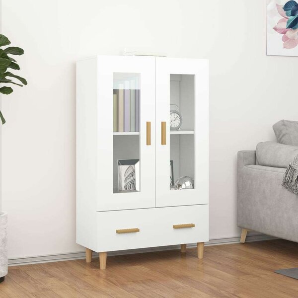 VIDAXL - Fehér Fa Magasszekrény - Üvegajtó - 70x31x115 cm