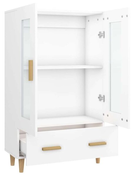 VIDAXL - Fehér Fa Magasszekrény - Üvegajtó - 70x31x115 cm