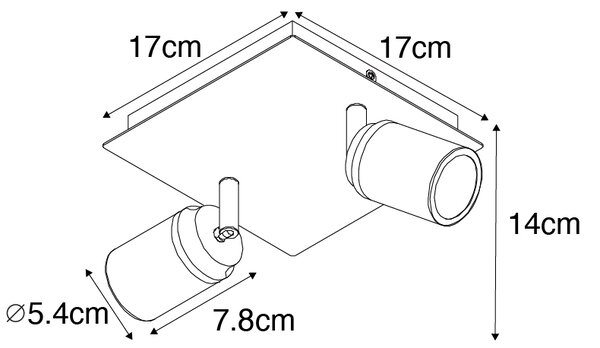 Okos fürdőszobai spotlámpa fehér négyzet alakú 2-lámpás IP44 2 Wifi GU10 50mm-es izzóval - Ducha