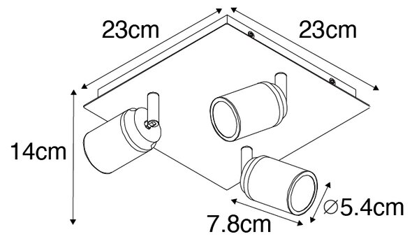 Modern fürdőszoba reflektor fehér négyzet alakú 3-lámpás IP44 - Ducha