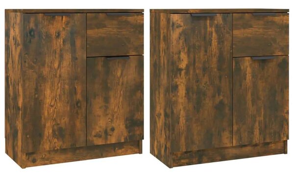 2 db füstös tölgyszínű szerelt fa tálalóasztal 60 x 30 x 70 cm