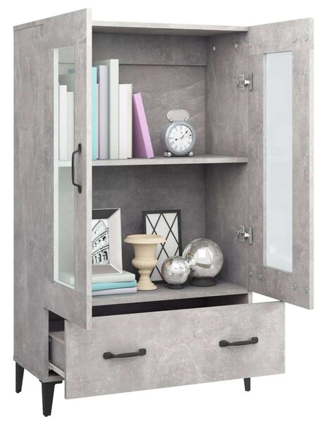 Modern Vitrin Szekrény - Betonszürke - 70x31x115 cm