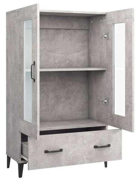 Modern Vitrin Szekrény - Betonszürke - 70x31x115 cm