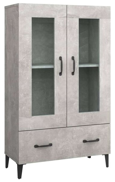 Modern Vitrin Szekrény - Betonszürke - 70x31x115 cm