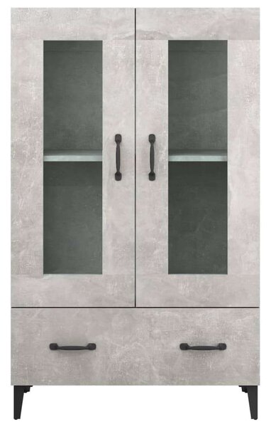 Modern Vitrin Szekrény - Betonszürke - 70x31x115 cm