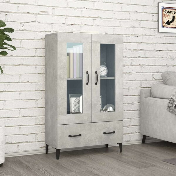 Modern Vitrin Szekrény - Betonszürke - 70x31x115 cm