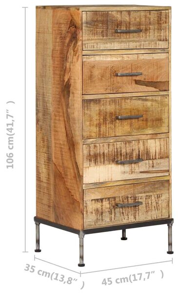 VidaXL tömör mangófa fiókos szekrény 45 x 35 x 106 cm