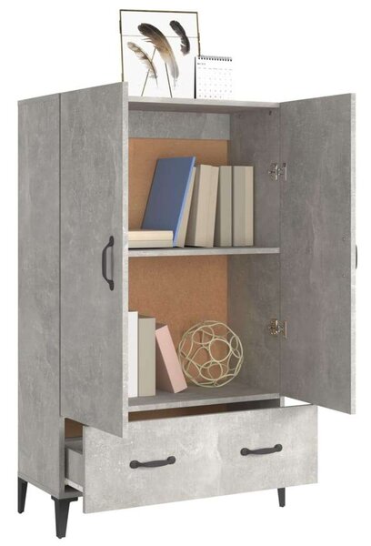 Betonszürke szerelt fa magasszekrény 70 x 31 x 115 cm