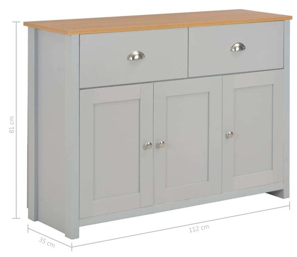 Modern Komód - Szürke Fa - 112x35x81 cm