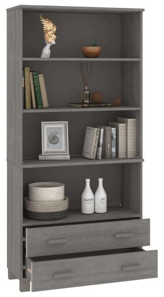 Hamar Polcrendszer - Tömör Fenyőfa - 85x35x180 cm - Világosszürke