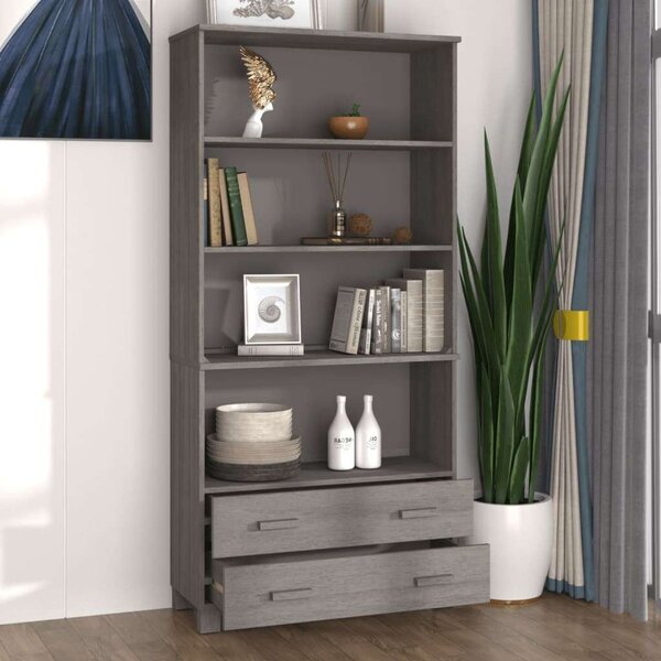 Hamar Polcrendszer - Tömör Fenyőfa - 85x35x180 cm - Világosszürke