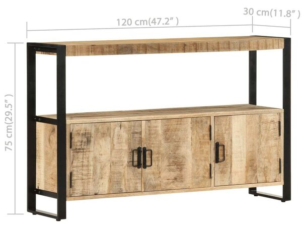 VidaXL Mangófa Szekrény - Ipari Stílus - 120x30x75 cm