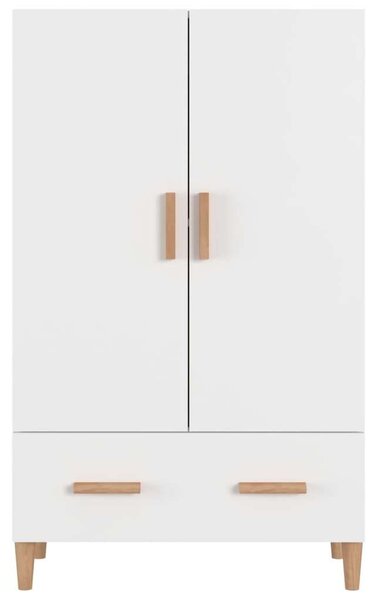 Modern Fehér Fa Szekrény - 70x31x115 cm - Fiókkal és Polcokkal
