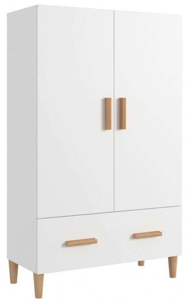 Modern Fehér Fa Szekrény - 70x31x115 cm - Fiókkal és Polcokkal