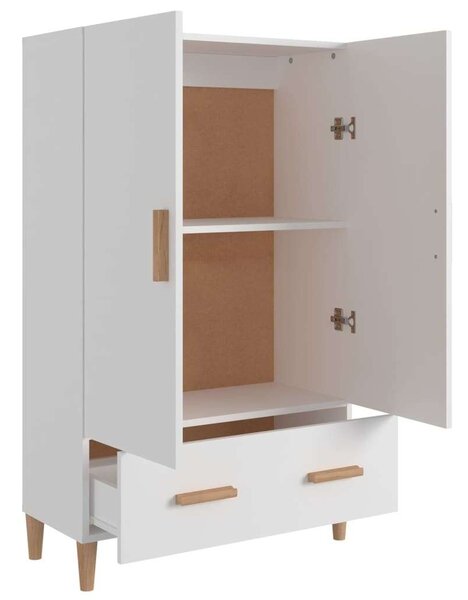 Modern Fehér Fa Szekrény - 70x31x115 cm - Fiókkal és Polcokkal