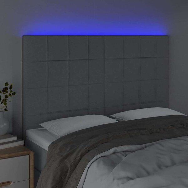 VidaXL világosszürke szövet LED-es fejtámla 144x5x118/128 cm